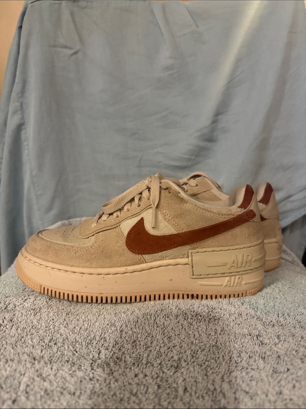 Nike Women’s Beige Suede Sneakers with Auburn Swoosh